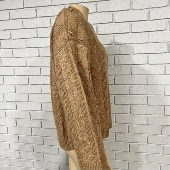 J.Crew Cable‑Knit Supersoft Sweater w/Shoulder Buttons | Cozy & Stylish - Size L - Picture 4 of 10
